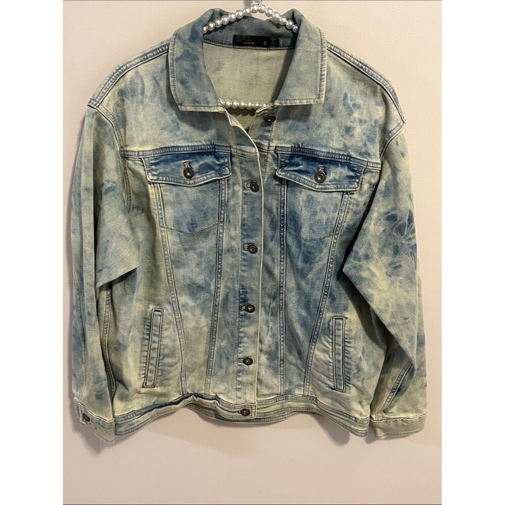 Prana Bleached Acid Wash Denim Trucker Jacket Women's Size Small